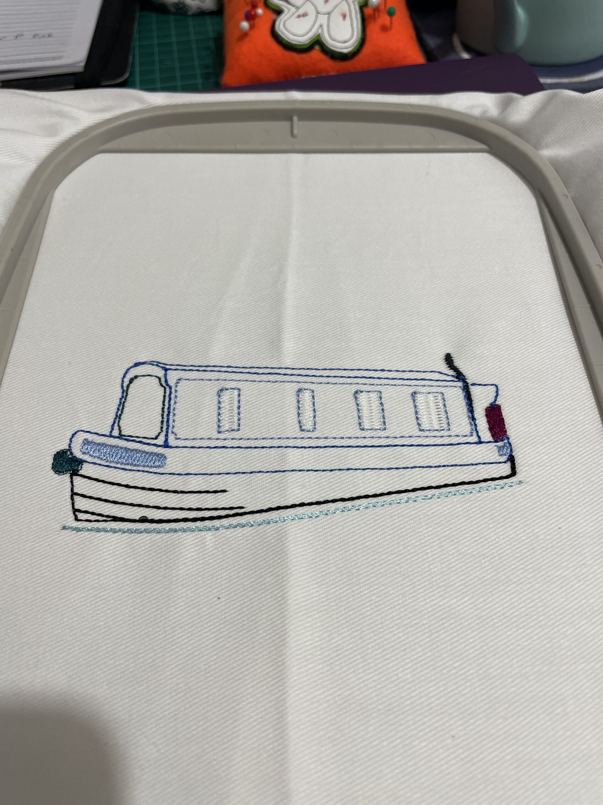 In The Hoop Narrow Boat Line Design Digital Download Embroidery File 5×7 hoop - Image 2