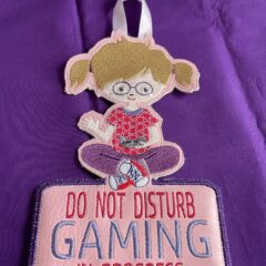 In The Hoop Gaming Door Hanger Girl Version Digital Download Machine Embroidery Design File 6×10 Hoop