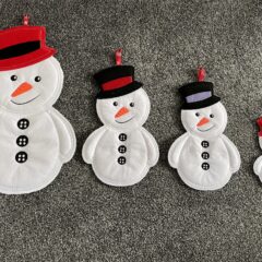 In The Hoop Snowman Hanger (2 Hoopings) Digital Download Machine Embroidery Design File 4 Sizes