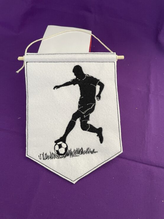 In The Hoop Footballer Door Hanger Digital Download Machine Embroidery Design File 5×7 Hoop