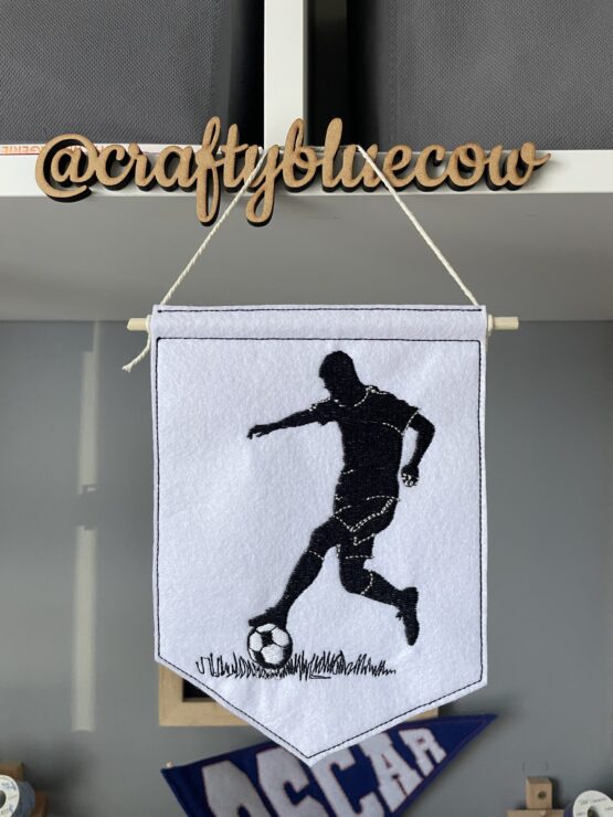 In The Hoop Footballer Door Hanger Digital Download Machine Embroidery Design File 5×7 Hoop - Image 2