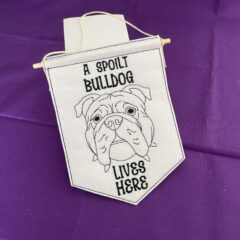In The Hoop Bulldog Door Hanger Digital Download Machine Embroidery Design File 5×7 Hoop
