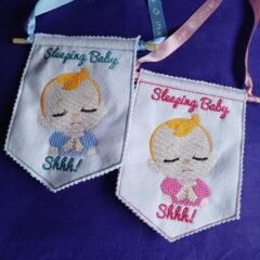 In The Hoop Sleeping Baby Door Hanger Digital Download Machine Embroidery Design File 5×7 Hoop