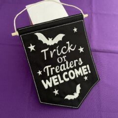 In The Hoop Trick or Treat Door Hanger Digital Download Machine Embroidery Design File 5×7 Hoop