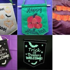 Bulk Buy Halloween Hangers inc Trick or Treat, Happy Halloween, Happy Halloween Pumpkin, Ghosts and Bats Digital Download Machine Embroidery Design File 4x4 and 5×7