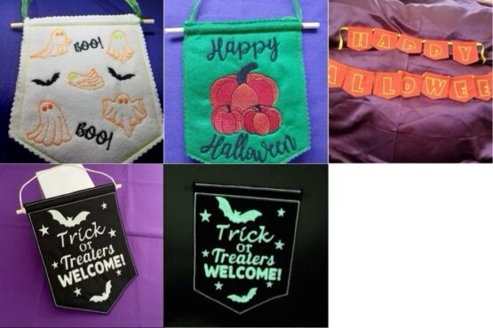 Bulk Buy Halloween Hangers inc Trick or Treat, Happy Halloween, Happy Halloween Pumpkin, Ghosts and Bats Digital Download Machine Embroidery Design File 4x4 and 5×7