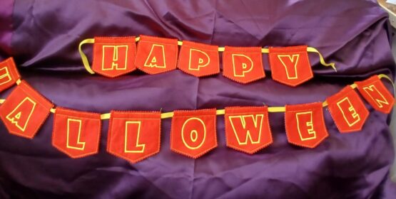In The Hoop Happy Halloween Banner Digital Download Machine Embroidery Design File 4x4 Hoop - Image 2