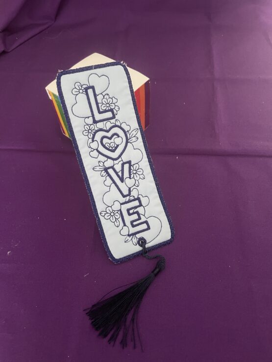 In The Hoop Padded Love Bookmark Digital Download Machine Embroidery Design File 5X7 Hoop