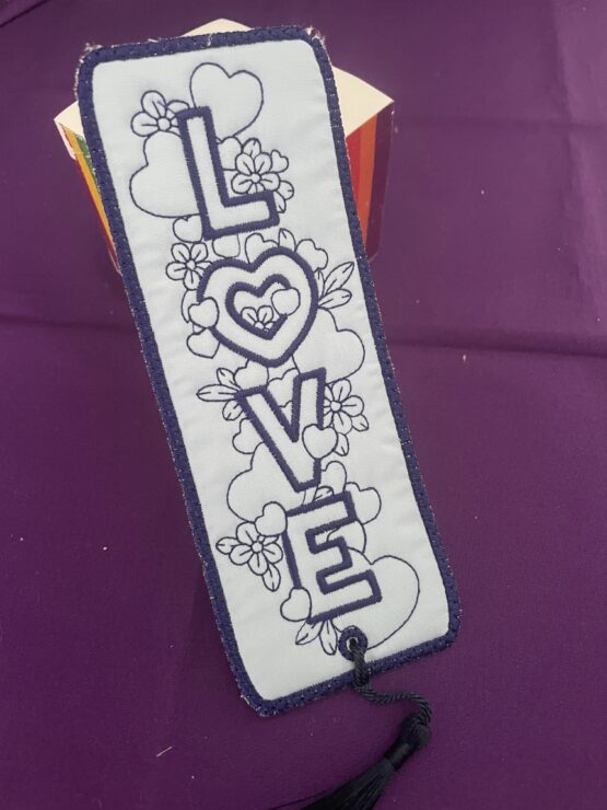 In The Hoop Padded Love Bookmark Digital Download Machine Embroidery Design File 5X7 Hoop - Image 3
