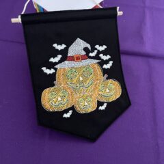 In The Hoop Halloween Pumpkin Door Hanger Digital Download Machine Embroidery Design File 5×7 Hoop
