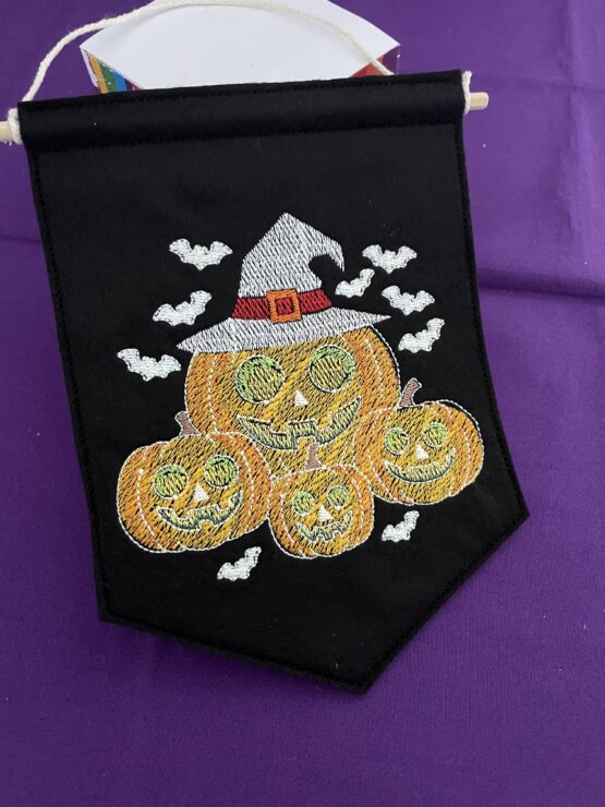 In The Hoop Halloween Pumpkin Door Hanger Digital Download Machine Embroidery Design File 5×7 Hoop - Image 4