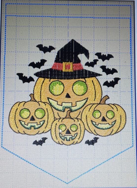 In The Hoop Halloween Pumpkin Door Hanger Digital Download Machine Embroidery Design File 5×7 Hoop - Image 2