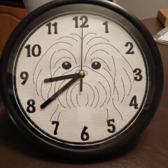 In The Hoop Shihtzu Clock Face Digital Download Machine Embroidery Design File 8×8 or 12×8 Hoop