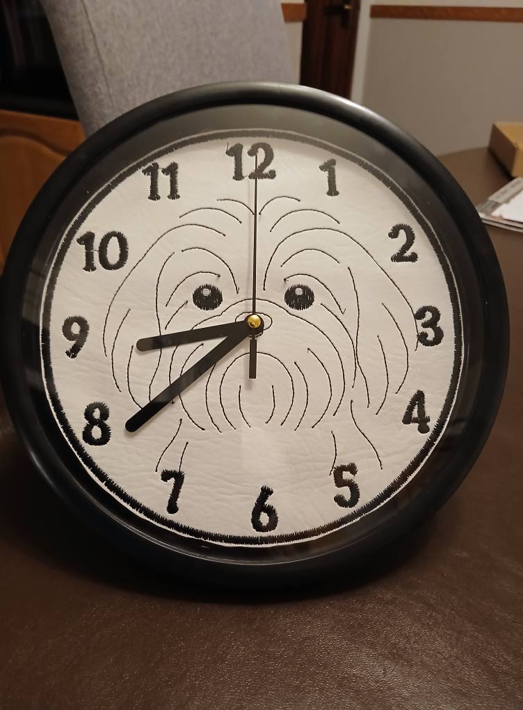 In The Hoop Shihtzu Clock Face Digital Download Machine Embroidery Design File 8×8 or 12×8 Hoop