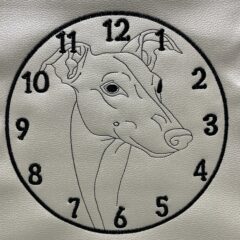 In The Hoop Greyhound Clock Face Digital Download Machine Embroidery Design File 8×8 or 12×8 Hoop