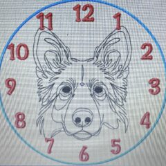In The Hoop German Shepherd Clock Face Digital Download Machine Embroidery Design File 8×8 or 12×8 Hoop