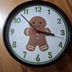 In The Hoop Applique Gingerbread Man Clock Face Digital Download Machine Embroidery Design File 8×8 or 12×8 Hoop