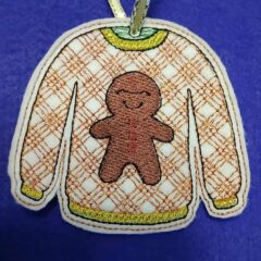In The Hoop Gingerbread Christmas Jumper Hanger Digital Download Machine Embroidery Design File 4×4 Hoop