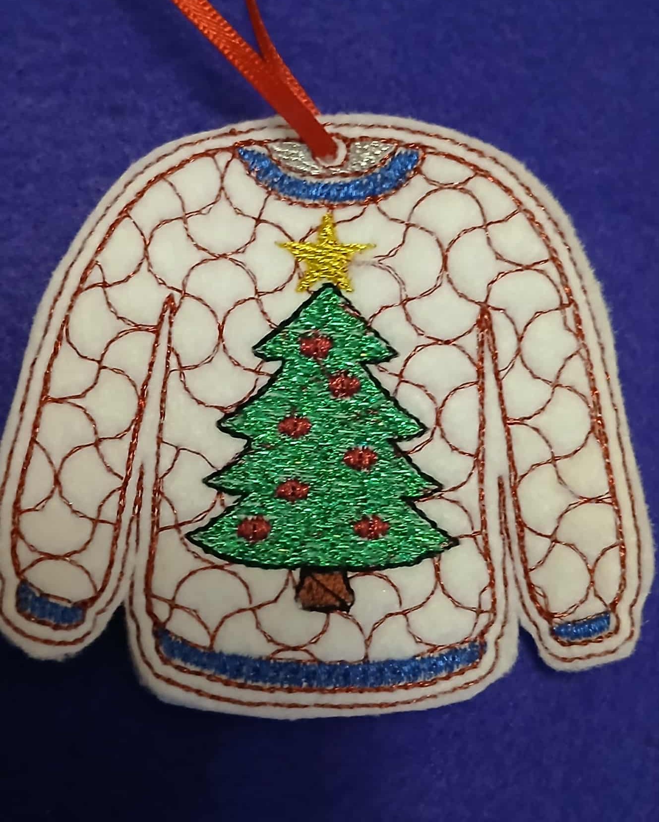 In The Hoop Christmas Tree Jumper Hanger Digital Download Machine Embroidery Design File 4×4 Hoop