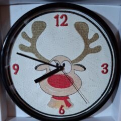 In The Hoop Reindeer Clock Face Digital Download Machine Embroidery Design File 8×8 or 12×8 Hoop