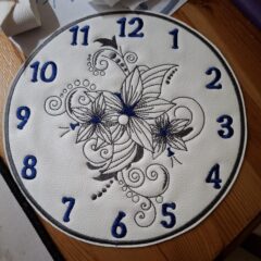 In The Hoop Floral Clock Face Digital Download Machine Embroidery Design File 8×8 or 12×8 Hoop