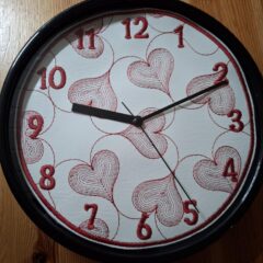 In The Hoop Sketchy Heart Clock Face Digital Download Machine Embroidery Design File 8×8 or 12×8 Hoop